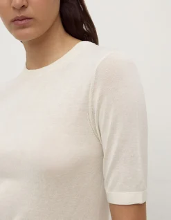 Mina Silk Knit Tee White