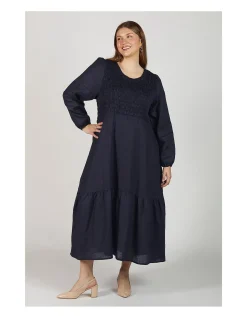 Minden Shirred Long Sleeve Dress