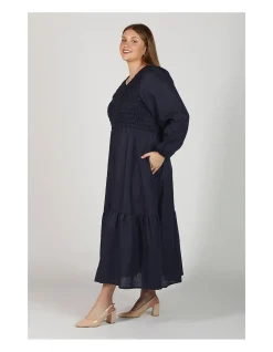 Minden Shirred Long Sleeve Dress