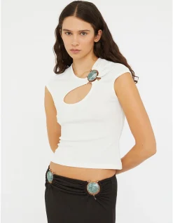 MINERAL STONE HOLLOW Short Sleeve CROPPED TSHIRT