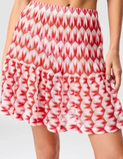 Mini skirt in floral-pattern viscose