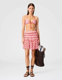 Mini skirt in floral-pattern viscose