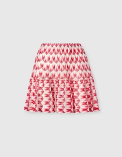 Mini skirt in floral-pattern viscose