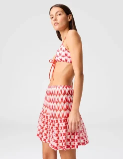 Mini skirt in floral-pattern viscose