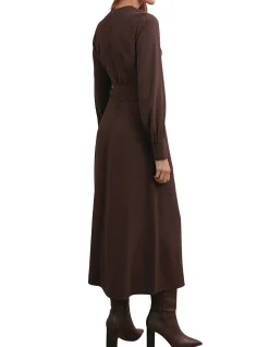 Mira Wrap Front Long Sleeve Midi Dress