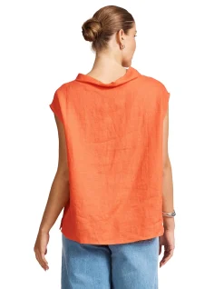 Miramar Linen Relaxed High Collar Top