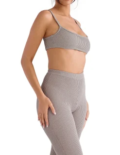 Mischa Ribbed Knit Bralette Taupe