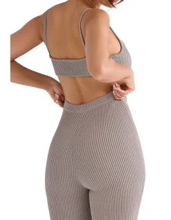 Mischa Ribbed Knit Bralette Taupe