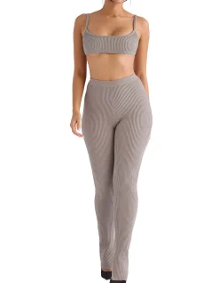 Mischa Ribbed Knit Bralette Taupe
