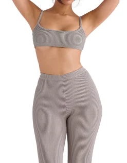 Mischa Ribbed Knit Bralette Taupe