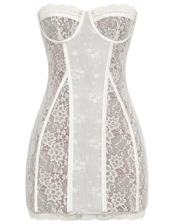 MISTRESS ROCKS CONTRAST LACE BODYCON MINI DRESS