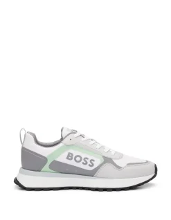 Mixed-Material Trainers with Faux Leather