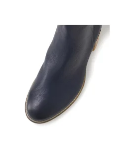 Mockas Leather Block Heel Ankle Boots