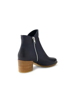 Mockas Leather Block Heel Ankle Boots