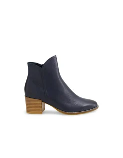 Mockas Leather Block Heel Ankle Boots