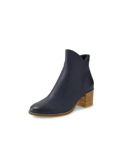 Mockas Leather Block Heel Ankle Boots