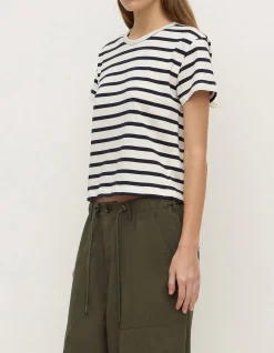 Mollie Stripe Short Sleeve Tee Navy Cream Stripe