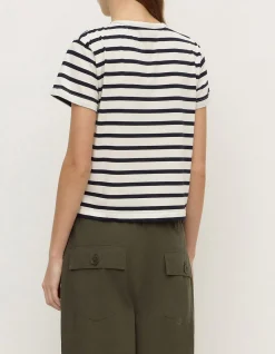 Mollie Stripe Short Sleeve Tee Navy Cream Stripe