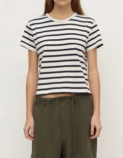 Mollie Stripe Short Sleeve Tee Navy Cream Stripe