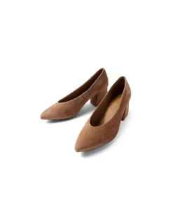 Mosko Suede Block Heel Pointed Pumps