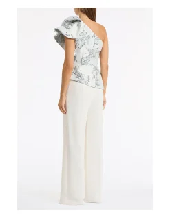 MURANO BROCADE FLOUNCE SHOULDER TOP