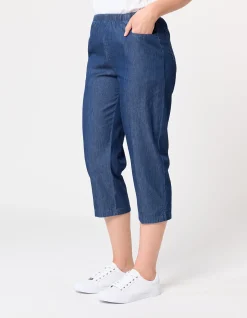Nashville Elastic Waist Cotton Denim 3/4 Pant