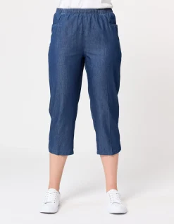 Nashville Elastic Waist Cotton Denim 3/4 Pant
