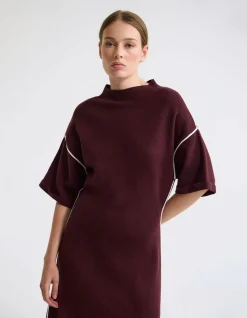 NATALYA KNIT CONTRAST PIPING DRESS
