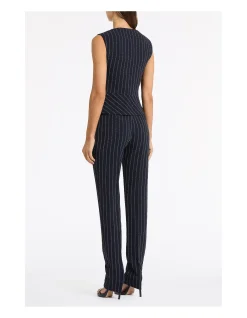 NAVY PINSTRIPE DOUBLE BREASTED VEST