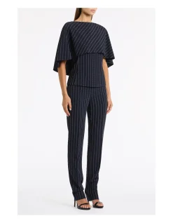NAVY PINSTRIPE SLIM LEG PANT
