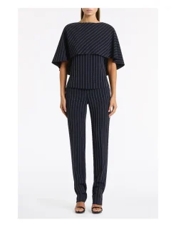 NAVY PINSTRIPE SLIM LEG PANT