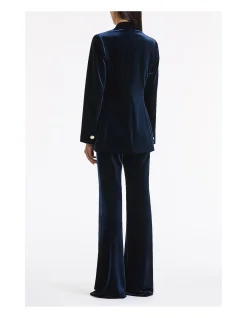 NAVY VELVET SHAWL COLLAR JACKET