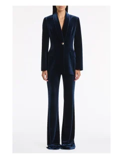 NAVY VELVET SHAWL COLLAR JACKET