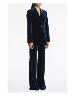 NAVY VELVET SHAWL COLLAR JACKET