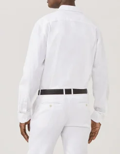 NEVERTUCK LONG SLEEVE COTTON LINEN BLEND SHIRT