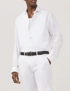 NEVERTUCK LONG SLEEVE COTTON LINEN BLEND SHIRT