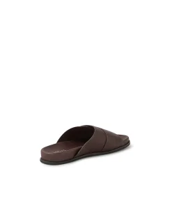 Newka Gold Buckle Leather Slide Sandals