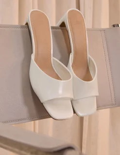 Nikita Optic White Leather Slim Heel Mule