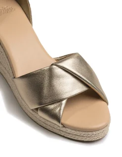 Niley Champagne Metallic Leather Espadrille Wedge