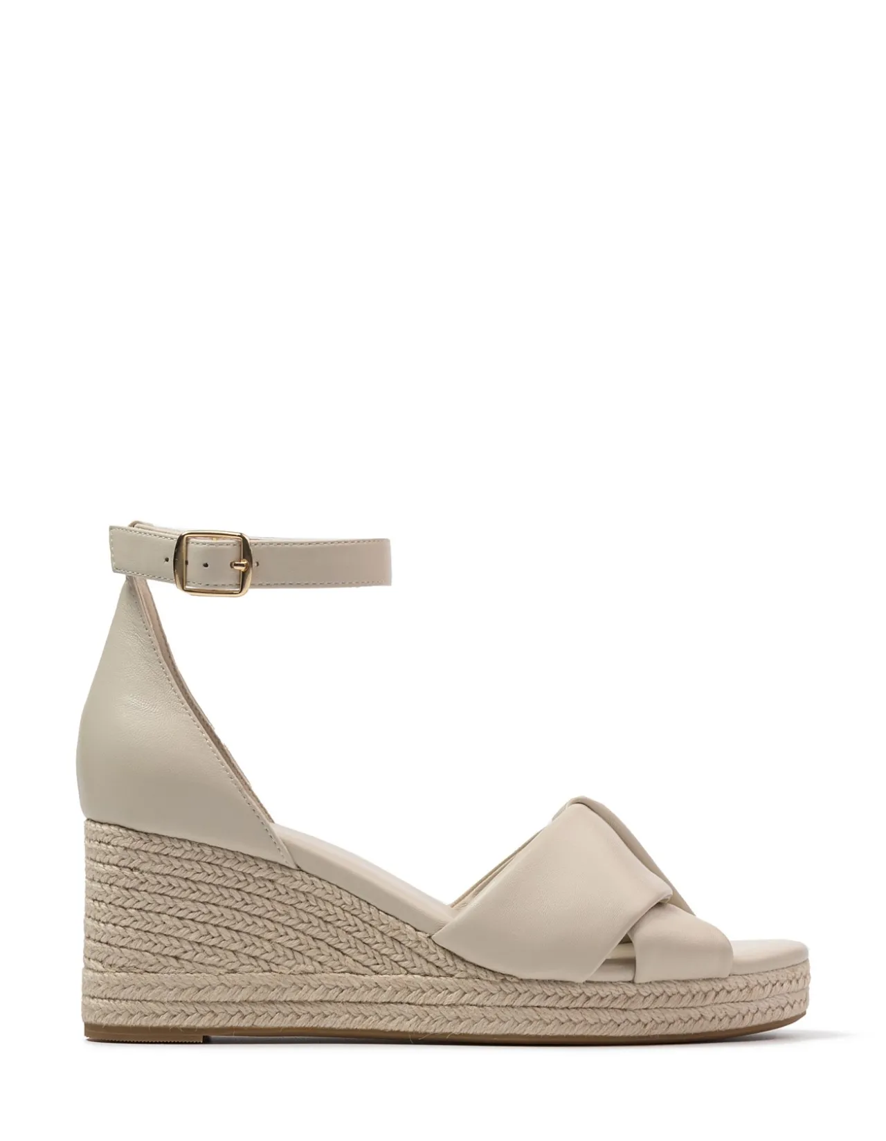 NILEY Vintage Ivory Leather Espadrille Wedge