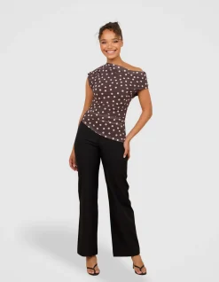 NONI OFF SHOULDER PRINT TOP