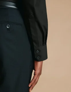Non-iron stretch poplin cutaway slim fit shirt
