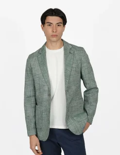 NOTCH LAPEL PATCH POCKET COTTON VISC LINEN JACKET