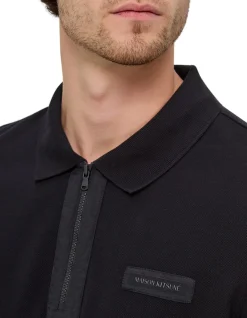 Nylon Pocket Organic Cotton Zip Polo Shirt