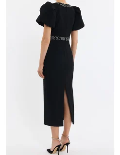 NYX PUFF SLEEVE MIDI DRESS