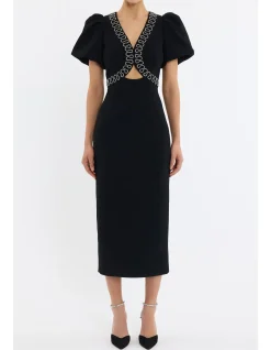 NYX PUFF SLEEVE MIDI DRESS
