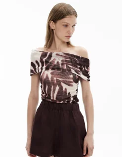 Off Shoulder Mesh Top