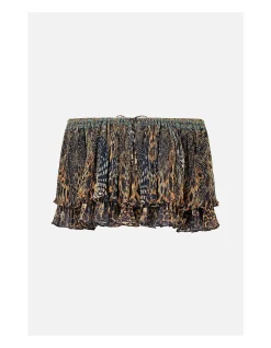OFF SHOULDER SHORT SLEEVE PLEATED TOP