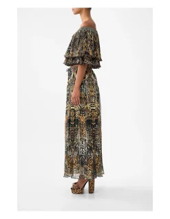 OFF SHOULDER SHORT SLEEVE PLEATED TOP