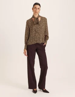 OHIO SILK LONG SLEEVE TIE NECK BLOUSE